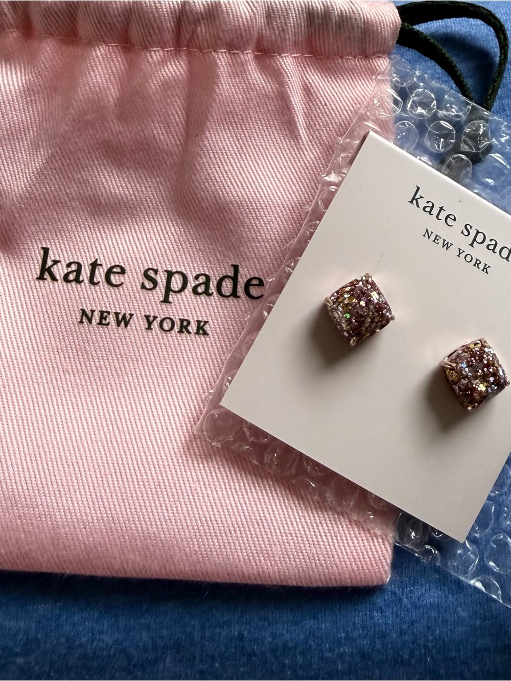 kate spade Pink Multi Glitter Cube Stud Earrings - Picture 1 of 4